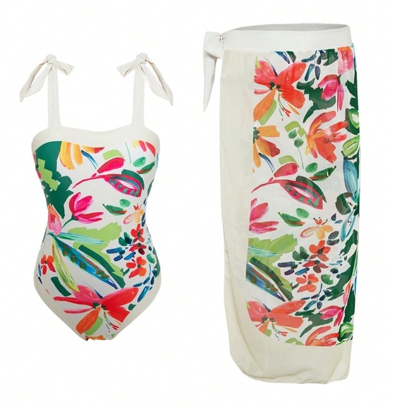 One Shoulder Monokini With Sarong
